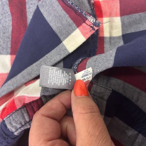 Aerie Red White & Blue Plaid Shirt with Draw String Waist Size Medium SS0877 - Picture 9 of 9